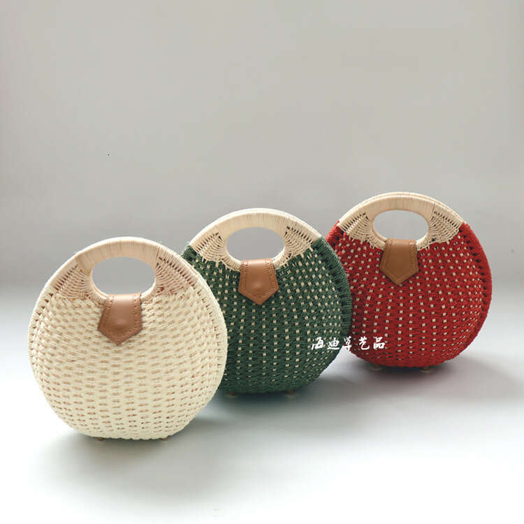 Handmade Beach Bag 2018 Fashion Vacation Beach Women's Handheld Vine Contrast Color Shell Grass Weaving Bag Kq2