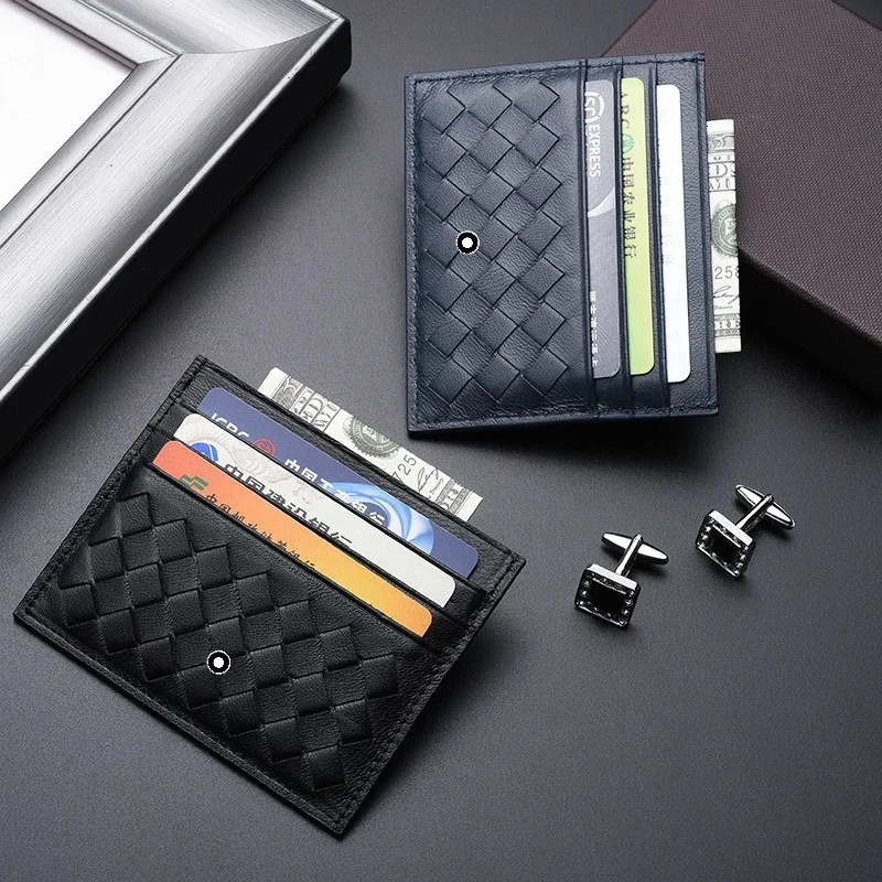 High End Genuine Leather Woven Card Holder for Men and Women el Room Card Clip Printing Leather Business Sle Card Case 251113