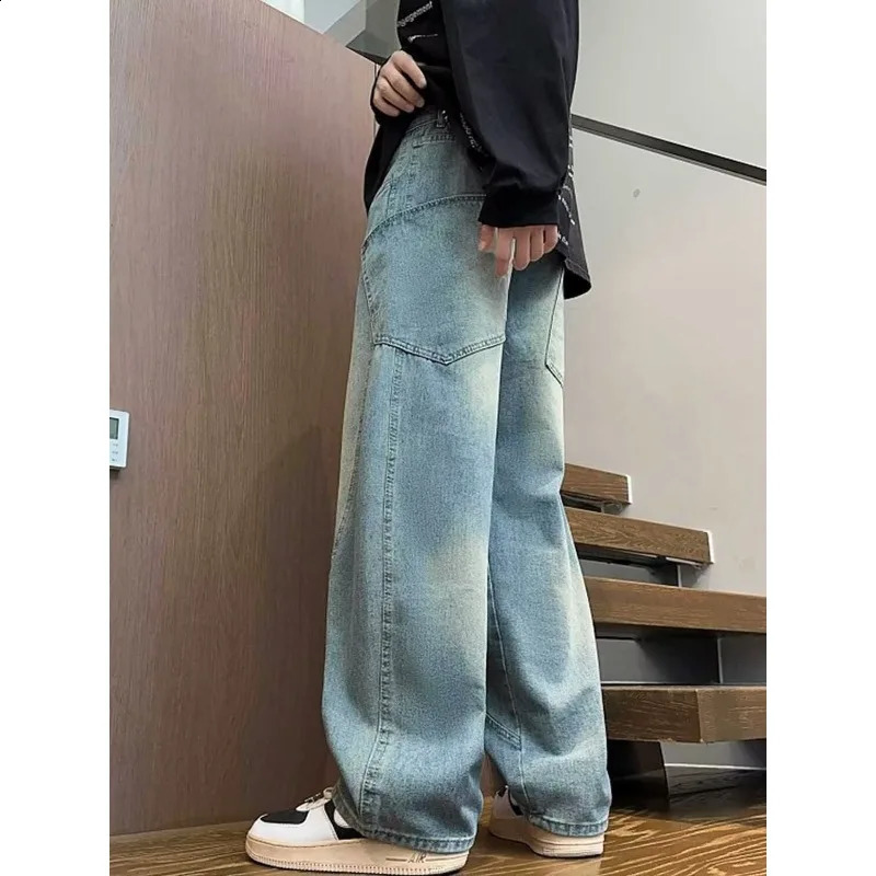 Mens jeans wide mens pants Y2k Trousers denim shorts streetwear loose clothing perishable goods torn 250407
