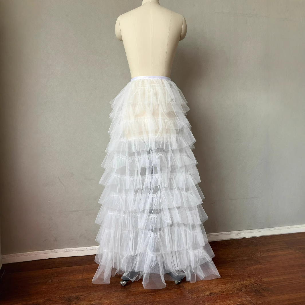 Skirts Puffy skirt multi-layer gauze skirt bridesmaid skirt light dress grand swing floor mopping one-piece gauze skirt
