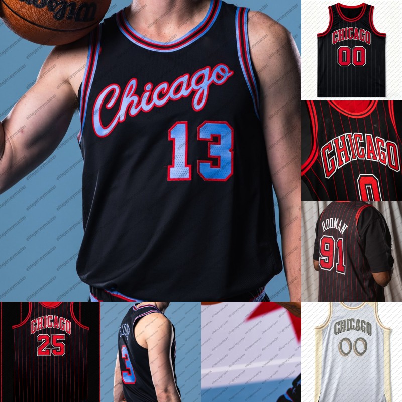 Zach 8 Josh Giddey 3 2025-26 City Ayo Dosunmu 11 Talen Horton-Tucker 22 Coby White 0 Rodman 91 Personalized Customized Basketball Jerseys Custom Any N