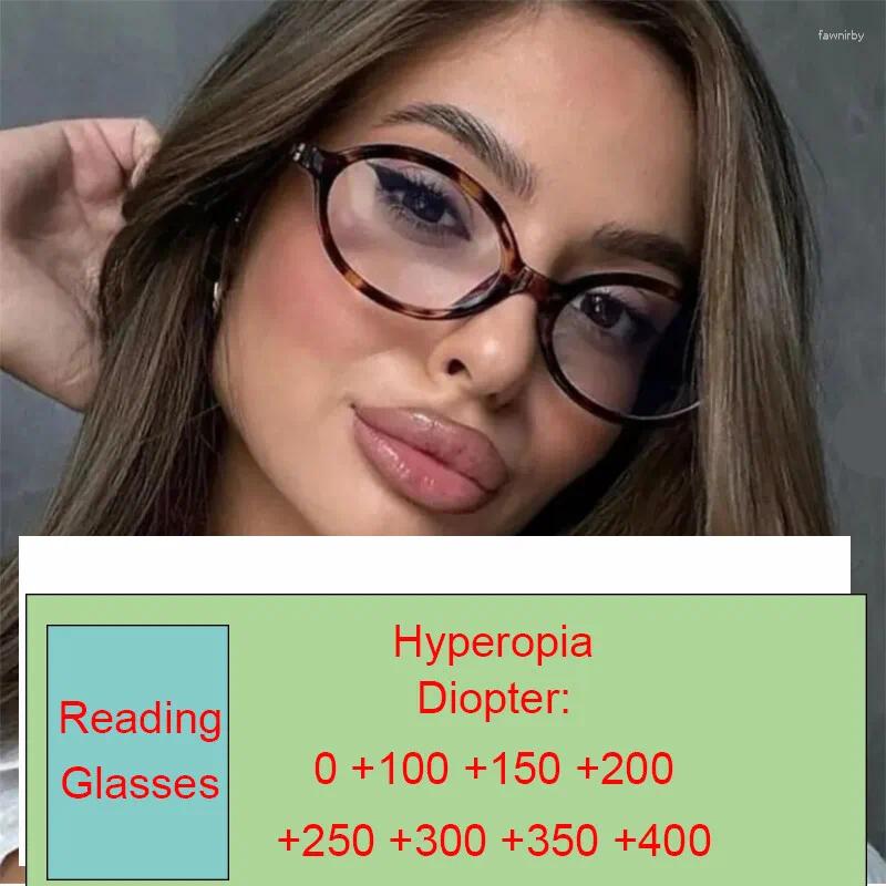 Sunglasses Oval Small Frame Reading Glasses Women 2025 Brand Designer Leopard Print Eye Protection Anti-blue Light