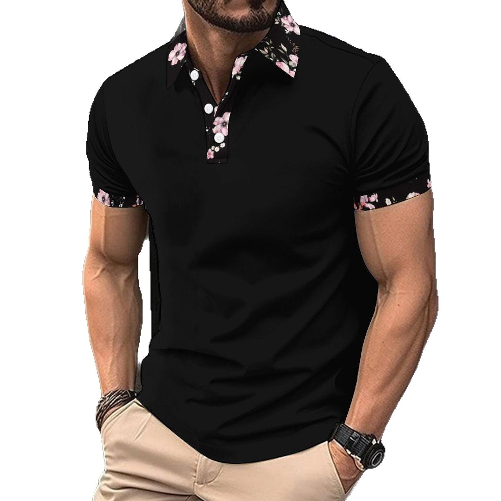 2025 Summer Digital Printed Polo Shirt for Casual Fashion Bird Eye Collar Men's T-shirt