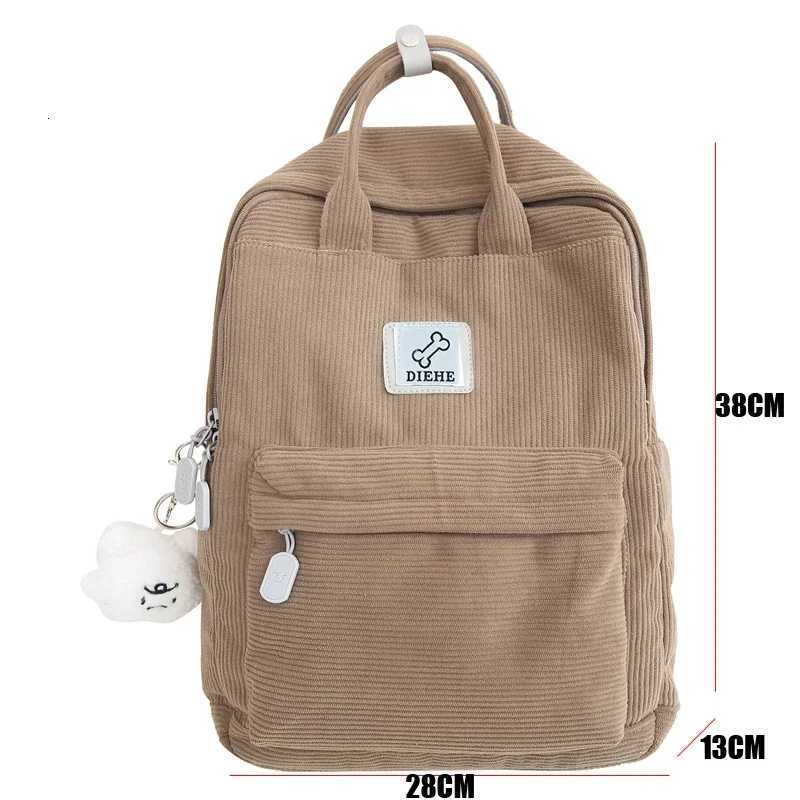 Stripe Cute Corduroy Woman Backpack Schoolbag For Teenage Girls Boys Small Harajuku Female College Bag Student Lady Book PackW251113