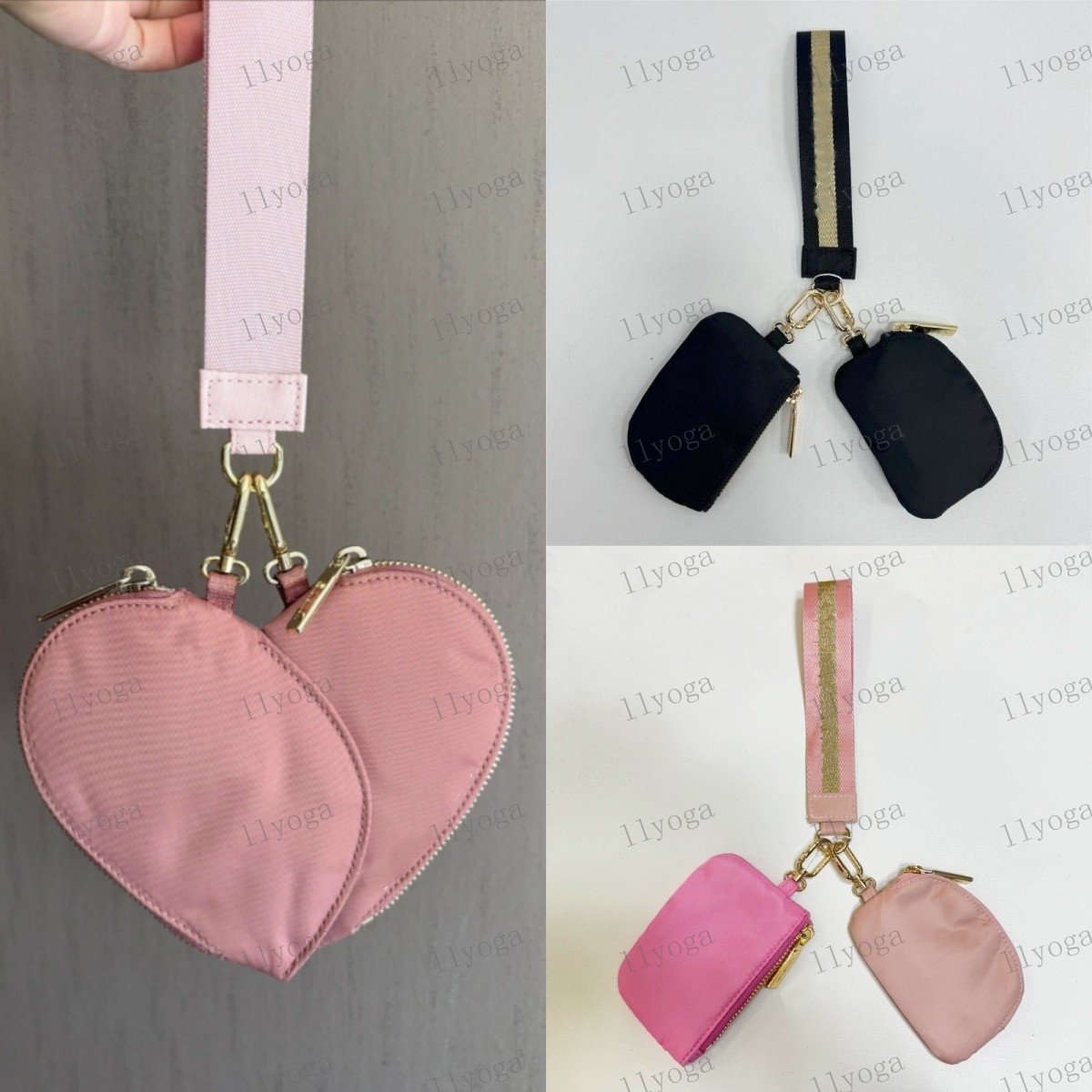 Yoga bag wristlet clutch bag dual pouch keychain wallet gym bag designer mini purse with detachable zipper wrap around wrist guard wallet portable coin pocket key bag