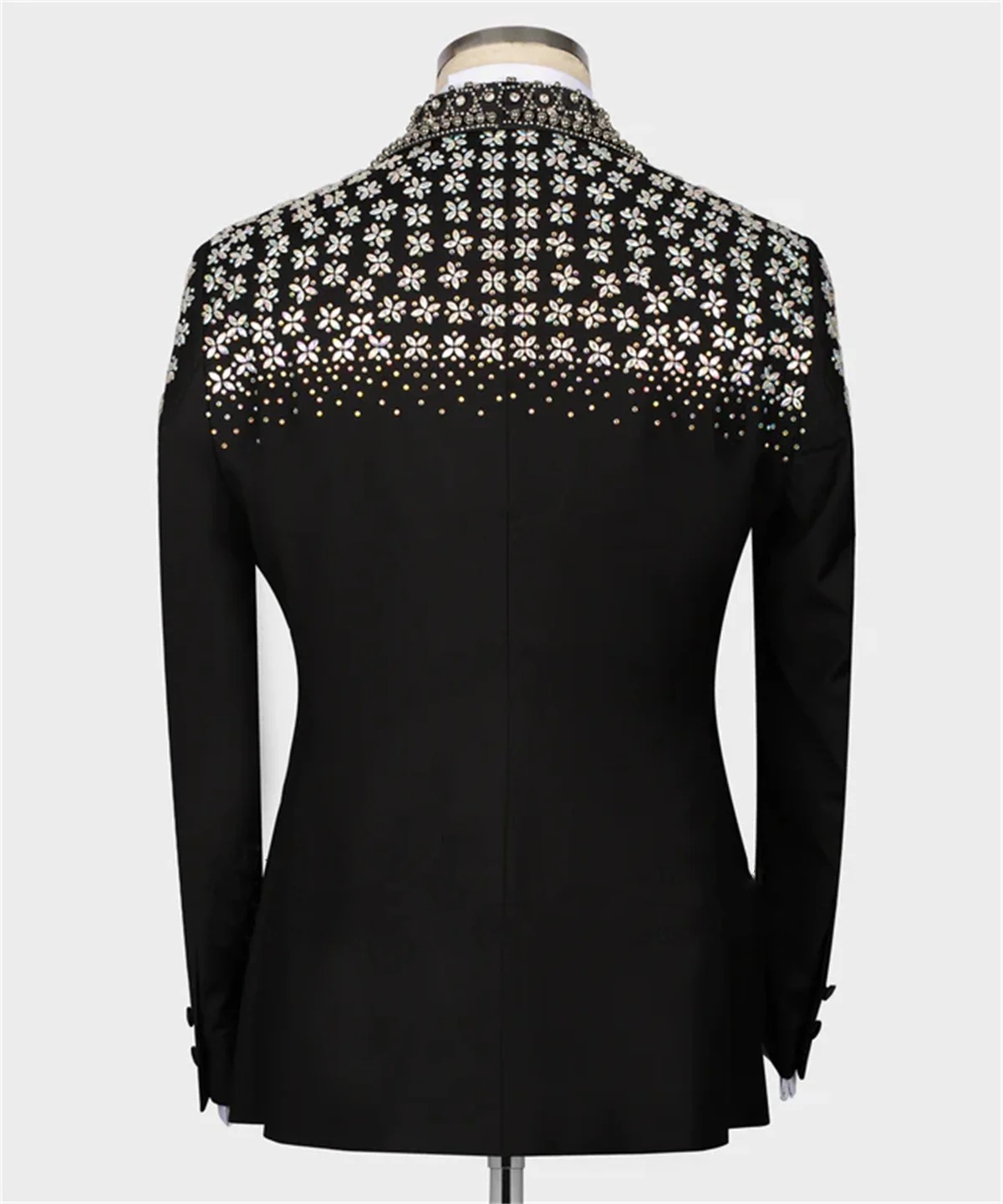 Men's Wedding Suit Tailored Shawl Lapel Blazers 3 Pieces Set Rhinestone Beaded Groom Jacket One Button Custom Made Coat Jacket+Vest+Pants