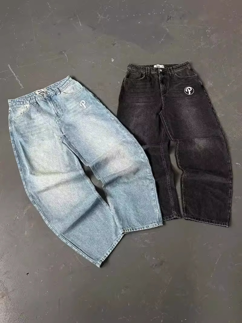 Designer Men's Jeans PROTECT Streetwear Y2K Men Denim Pants Harajuku Hip Hop Letter Pattern Vintage Blue Baggy Gothic Harajuku Women Mid Waist Wi