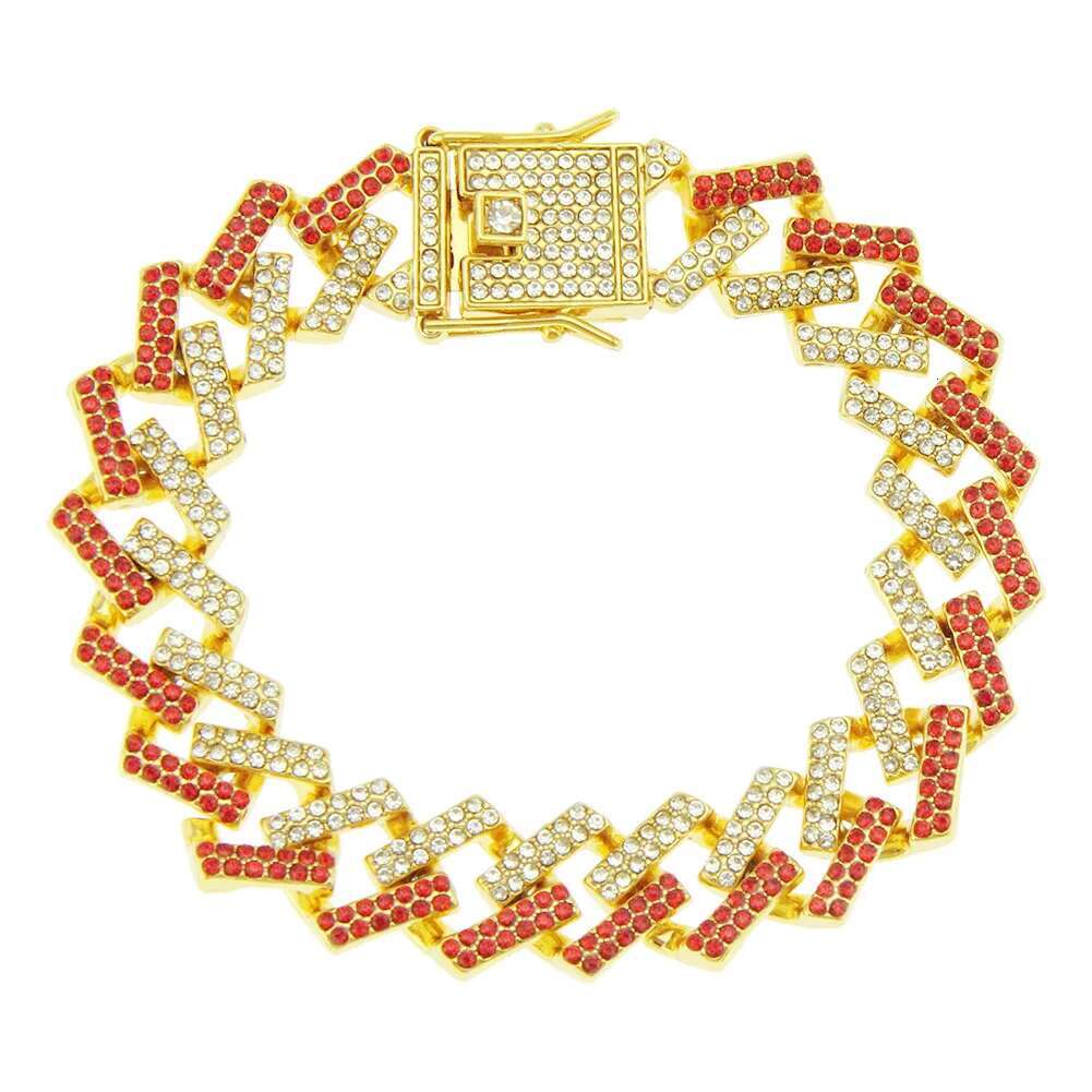 15MM Paved Rhinestones Prong Cuban Link Chain Bracelet for Men Women Bling Iced Out Cuban Bracelet Hip Hop Rapper Jewelry Gift