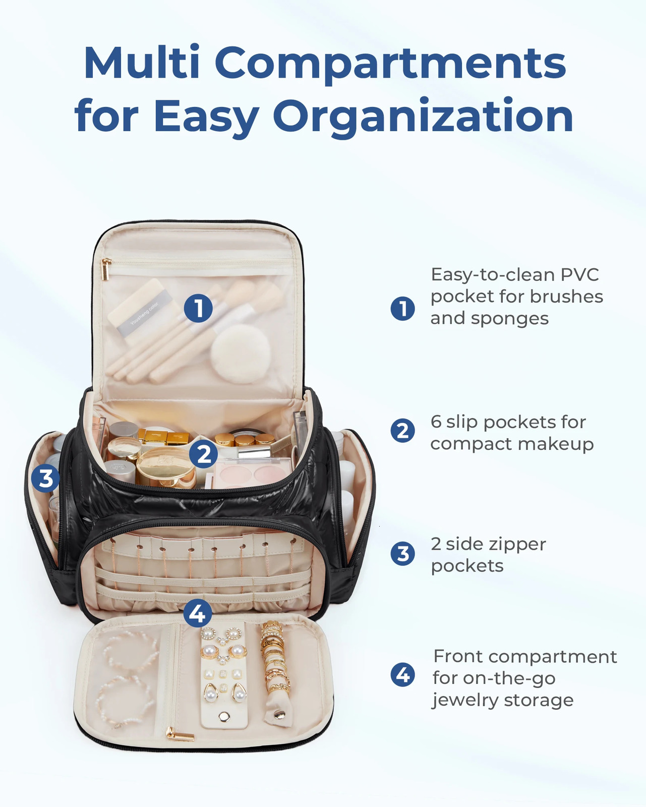 BAGSMART Cosmetic Bag for Women Makeup Large Capacity Storage Bag Lightweight Wide-open Make Up Organizer Bag Travel Essentials 250407