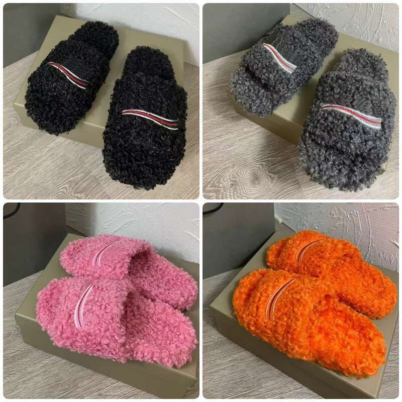 Designer Winter Women Men Paris slippers Ladies fashion Wool Fur Fluffy Furry Warm Letters Sandals Comfortable Fuzzy Girl Flip Flop Slipper Casual outdoors Slid
