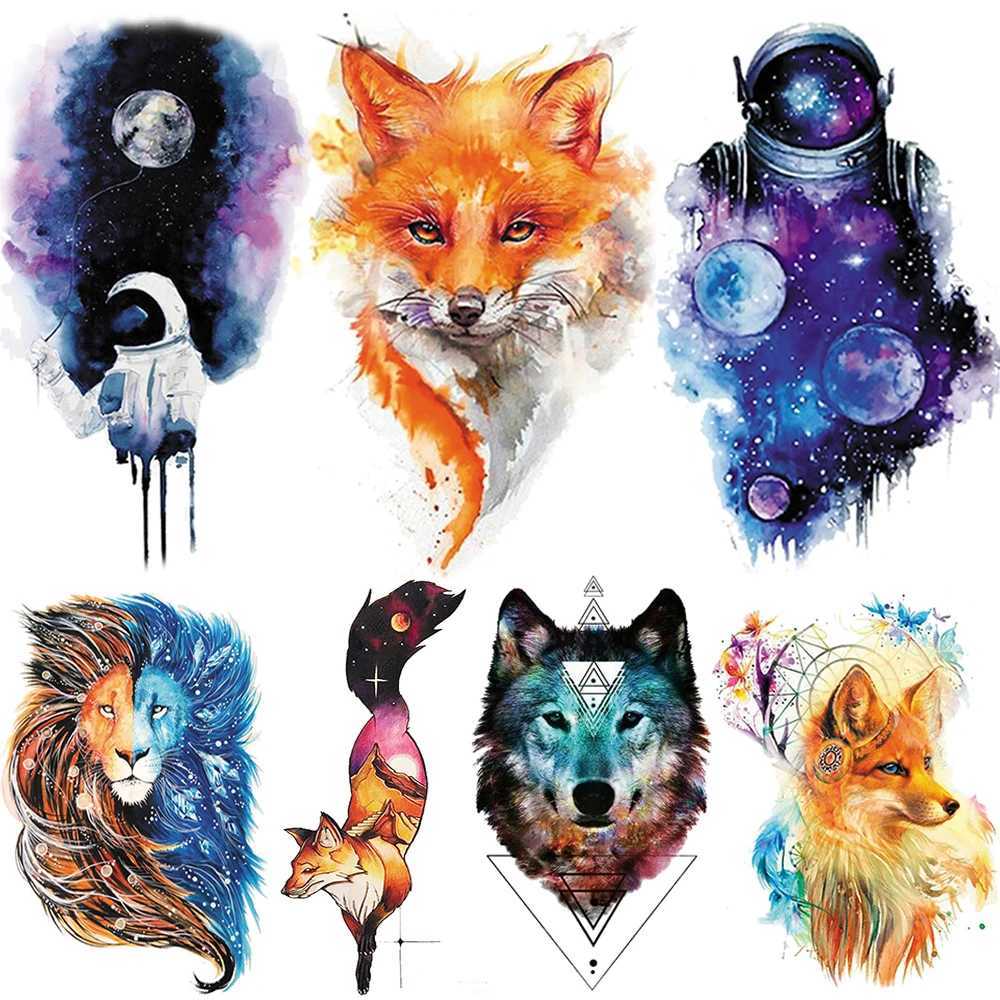 Watercolor astronaut space temporary tattoo sticker childrens fake tattoo planet star tattoo childrens waterproof astronautXJ25414