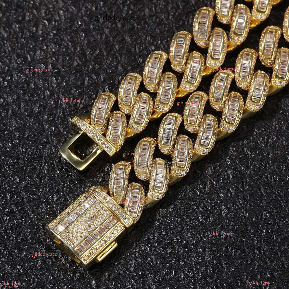 designer chain necklace hip hop jewelry wide 2rows k chains vvs moissanite white gold plated sterg sier cuban bracelets N32