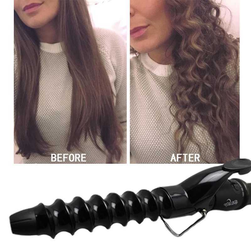 Pro Spiral Curling Iron Electric Ceramic Heating Anti-perm Curl Magic Hair Styling Tool Hair Curler Roller Wand Curl Styler X251114