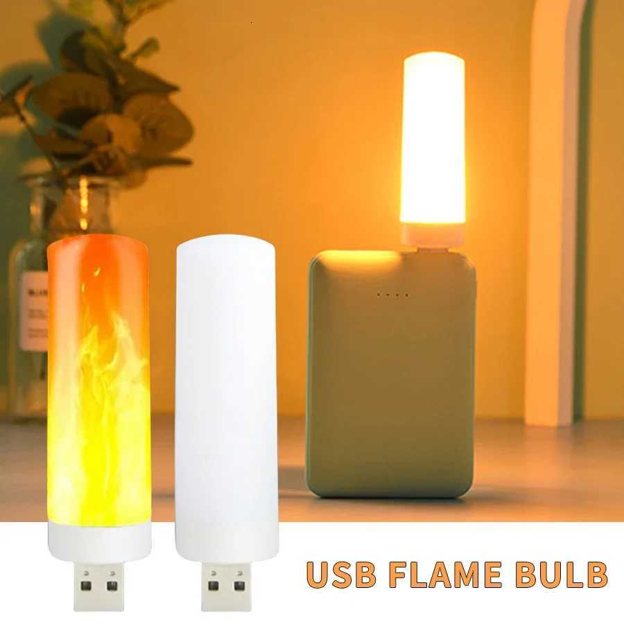 USB LED Night Lamp Simulated Flame Bulbs Night Light Flame Light Effect Bulbs Candle Lights Flickering Flameless Candles Decor M251114