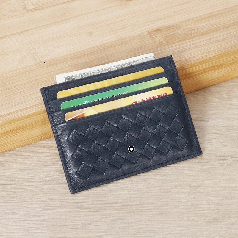 High End Genuine Leather Woven Card Holder for Men and Women el Room Card Clip Printing Leather Business Sle Card Case 251113