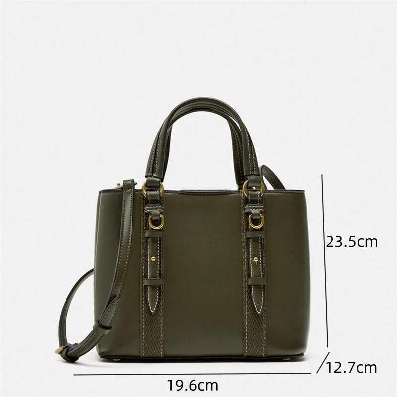 Fashion Shoulder Solid Color Women Zipper Bucket Leisure Versatile Texture Crossbody Handheld Bag Small Square Bags