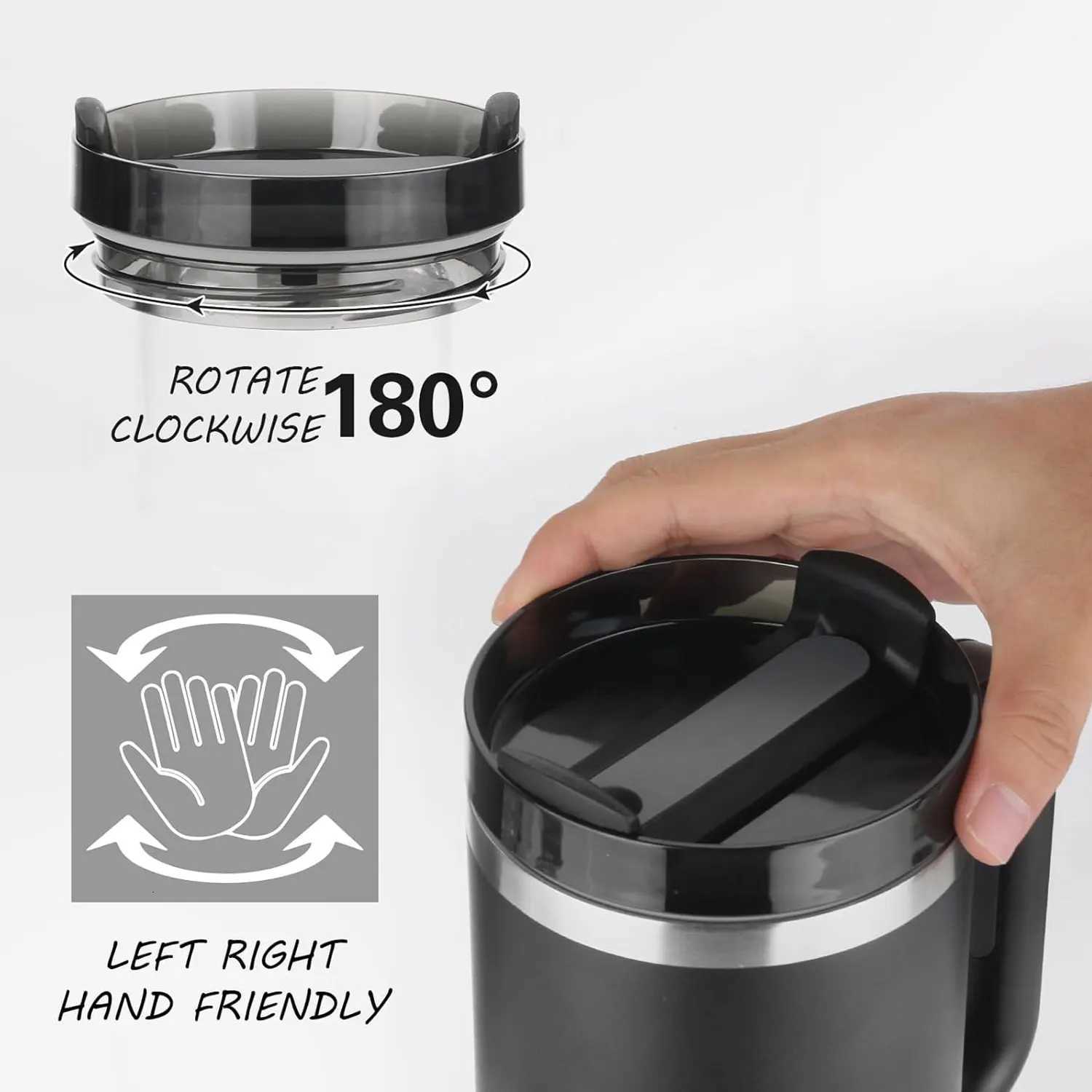 Insulated Tumbler with Hanlde 1200ml Metal Stainless Steel Vacuum Portable Straw Cup Large Thermal Mug for Hot and Cold Coffee C251114