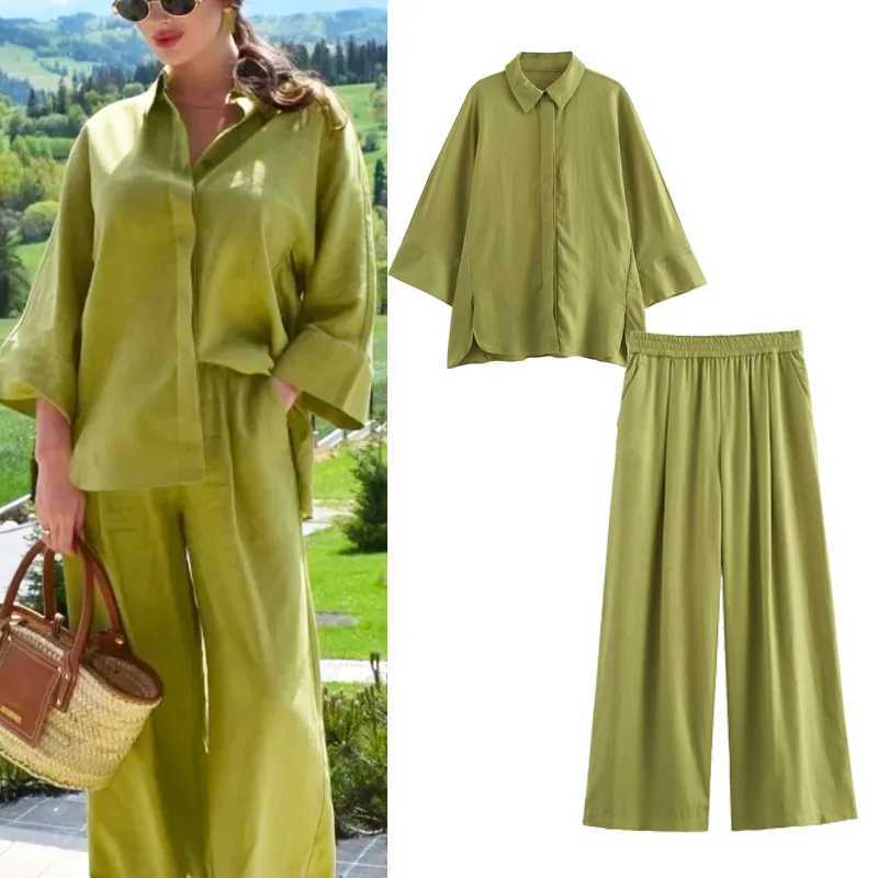 TR pants set womens 2-piece set Trouser set womens 2024 summer Ele casual shorts Sve shirt pocket Trouser womens setXJ250414