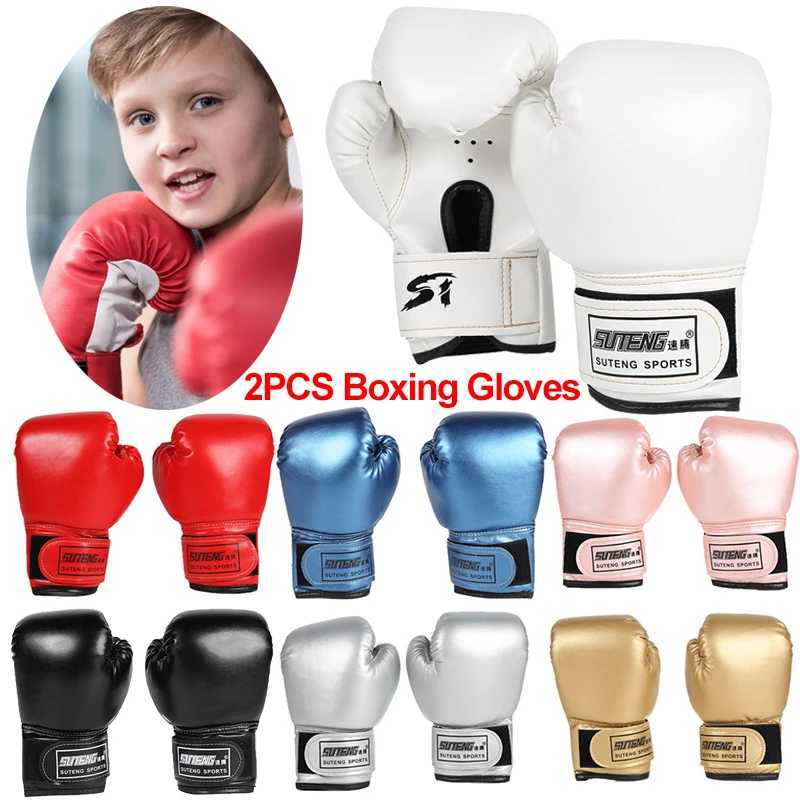 2pcs Boxing Training Fighting Gloves PU Leather Kids Breathable Muay Thai Sparring Punching Karate Kickboxing Professional Glove L251114