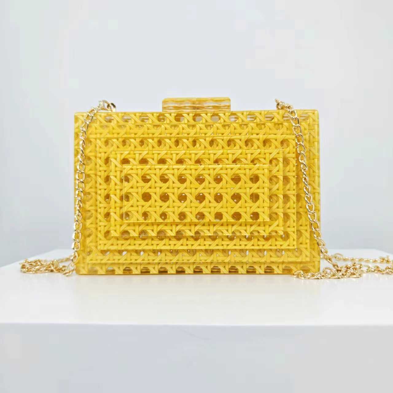 selling new rattan acrylic dinner bag hand held bag one shoulder diagonal cross wedding Fashion womens bag