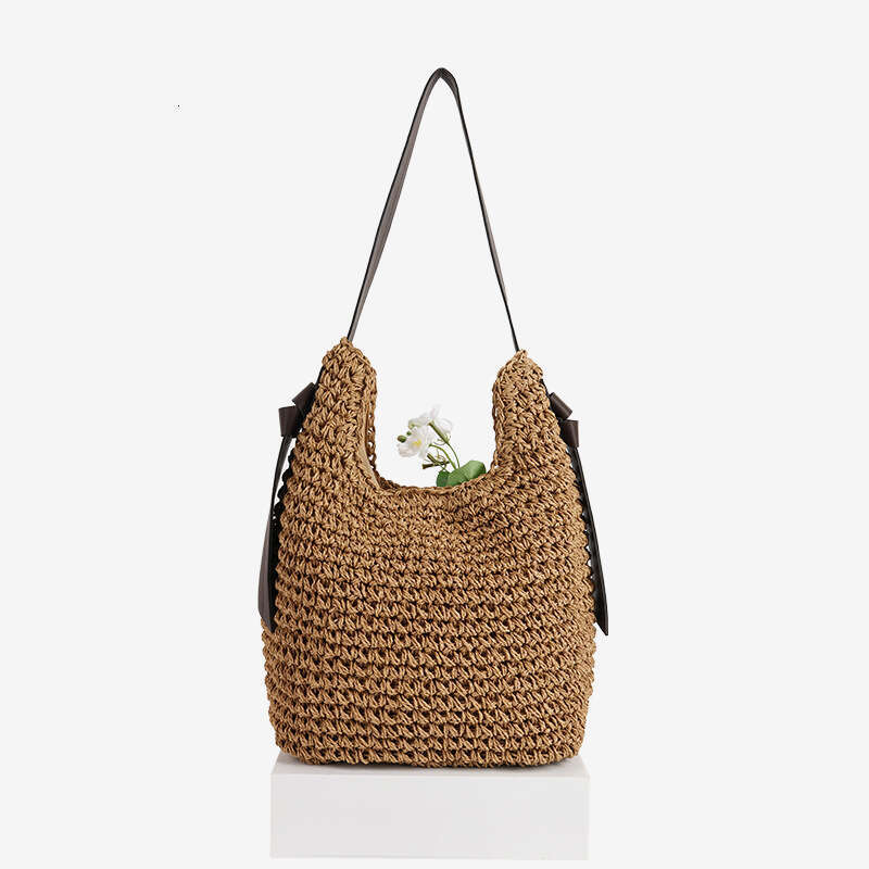 Handmade Beach Bag Leisure Large Capacity Single Shoulder New PU Tassel Grass Woven Vacation Style Beach Bag, Fashionable Women's Bag Kq2