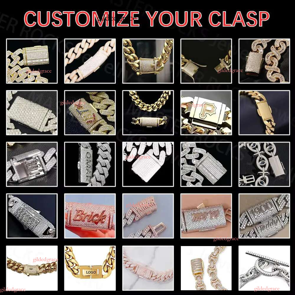 10K 14K Gold Chains Hollow Hip Hop Custom Moissanite Clasp Men 6mm-15mm Cuban k Chain