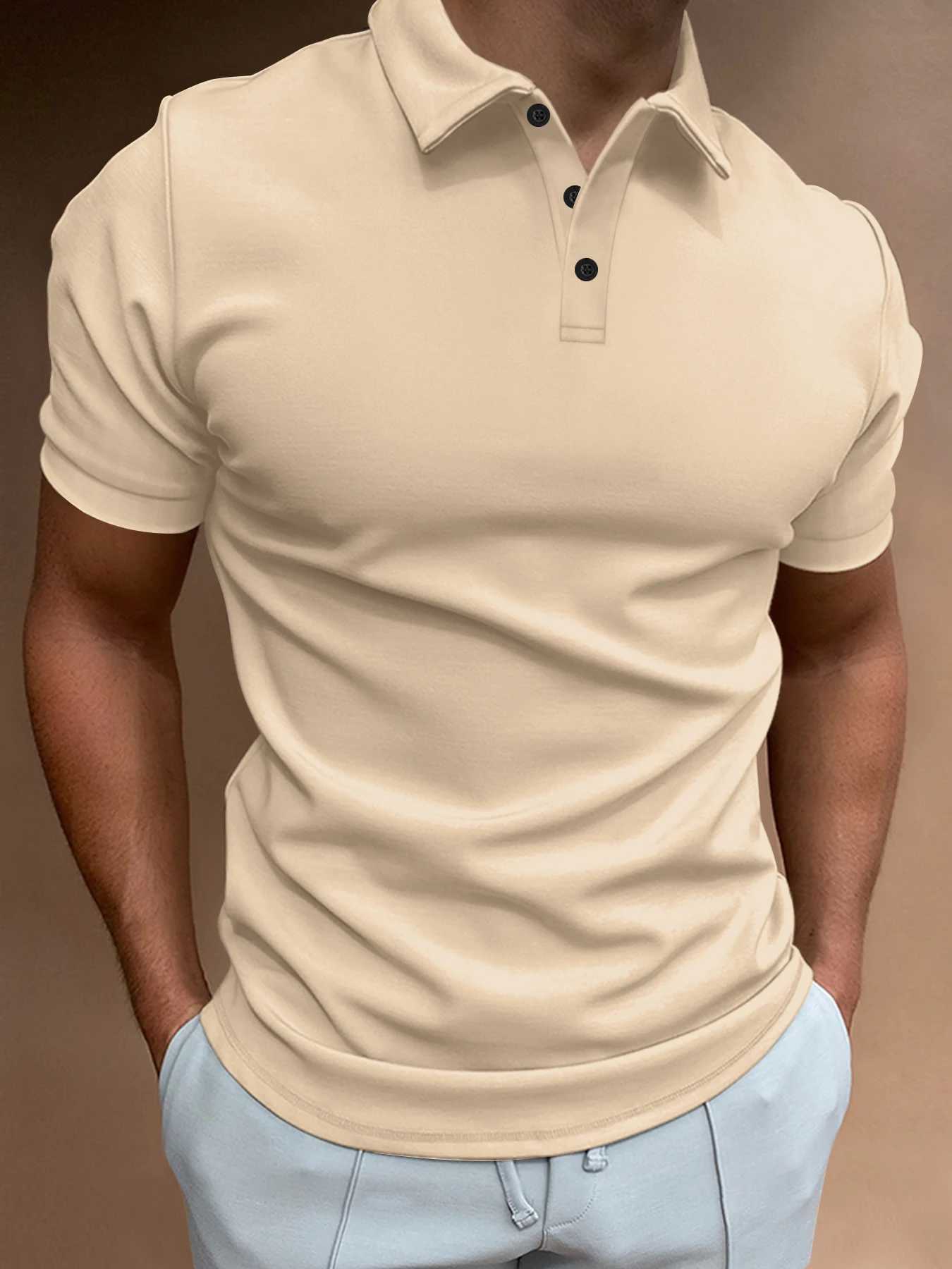 Summer best-selling fashionable mens polo shirt solid color mens T-shirt casual and comfortable office mens clothing golf shirt W250414