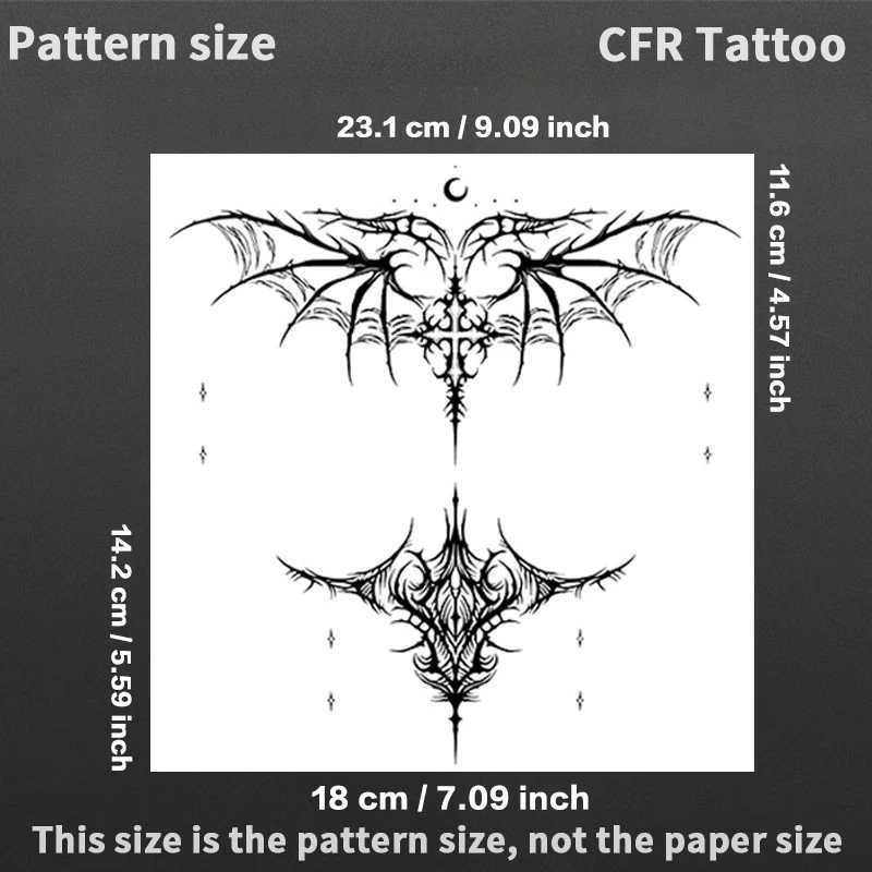 Dark Witch Cross Herbal Juice Tattoo Sticker Temporary Tattoo for Men Sexy Hotwife Waterproof Abdominal Fake Tattoo Gift PunkXJ25414