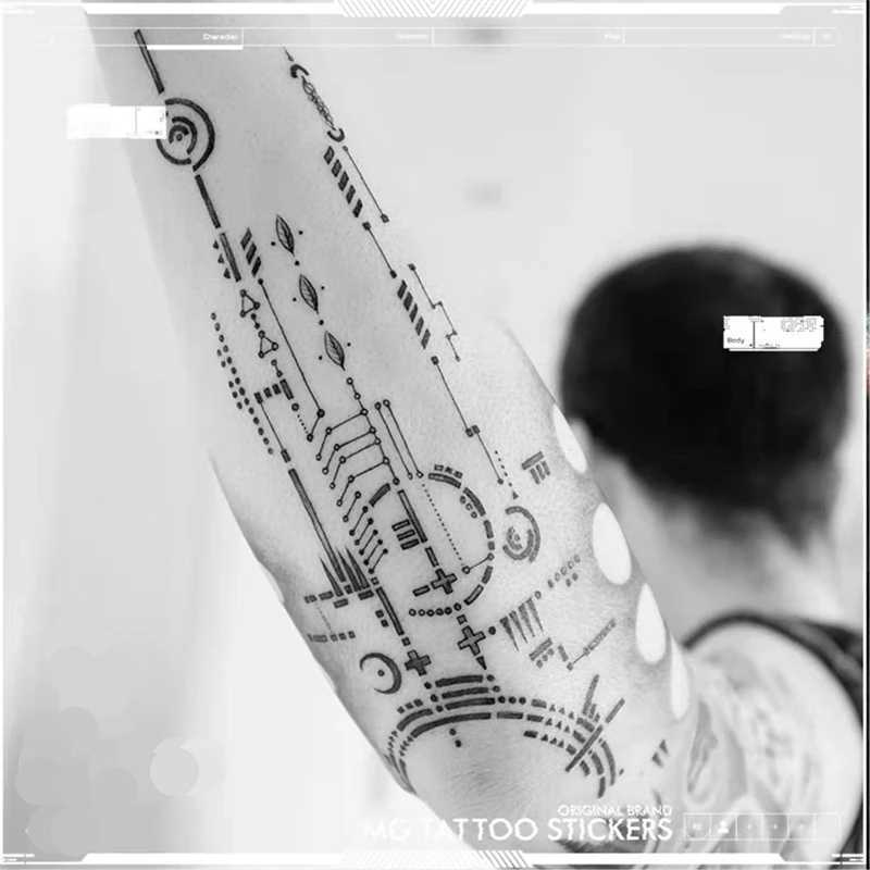 Waterproof temporary tattoo stickers for mens and womens arms cyberpunk circuit boards personalized cool body art fake tattoo decorationXJ25414