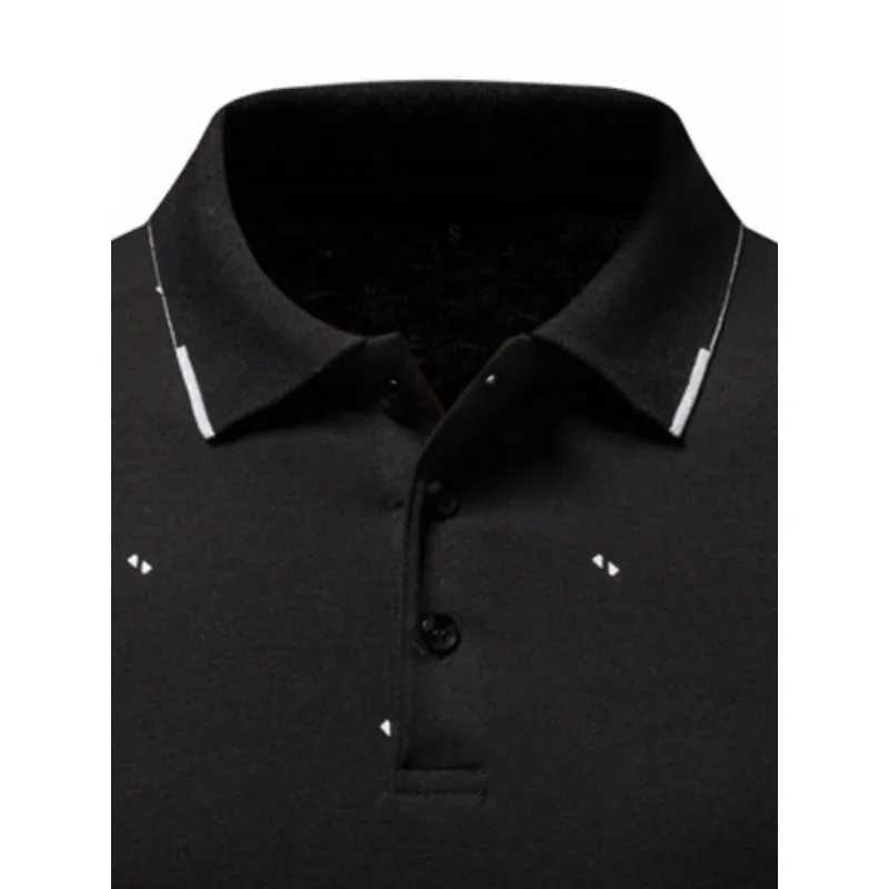 New casual printed short sleeved polo shirt for summer 2024 high-quality micro elastic breathable T-shirt W250414