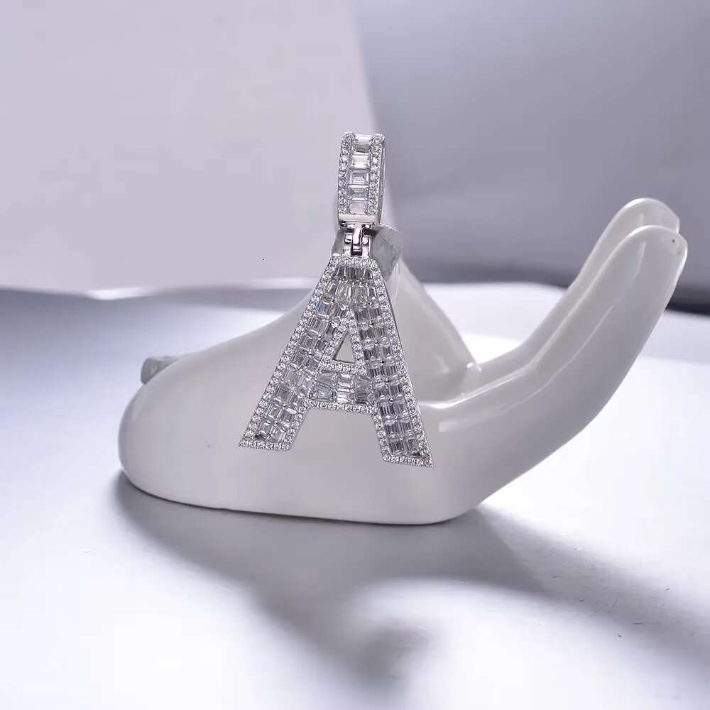 Cutting Moissanite Men's Initial Water Dia Ice Stone Letter Pendant