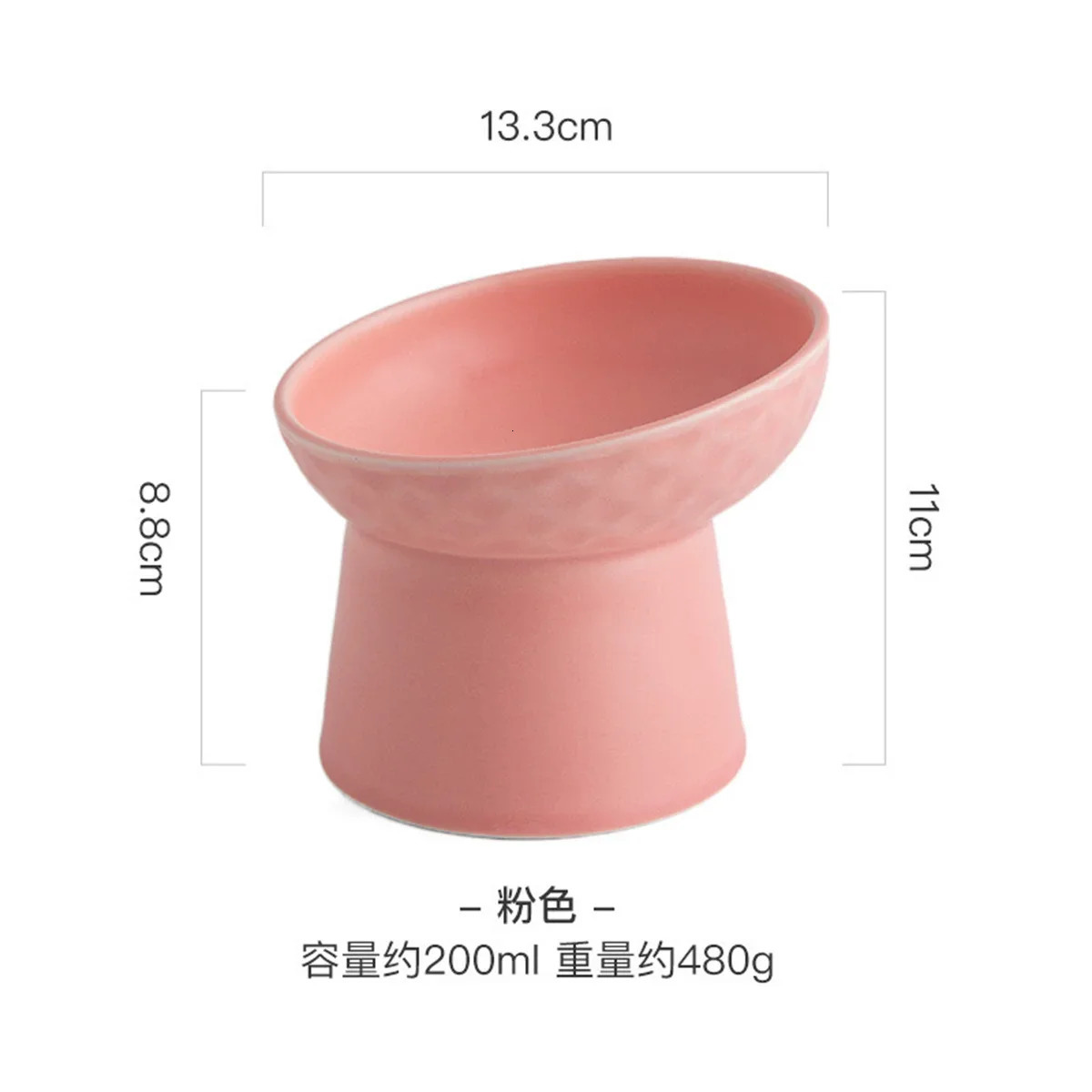 Nordic style food water bowl pet ceramic eating plate high foot raised small dog cat matte bowl high dog bowl 250414
