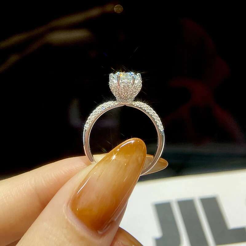 GRA 1CT Ice Queen Fantastic Certified Moissanite Diamond Dating Wedding Rings For Women Real 925 Sterling Silver Fine Jewelry