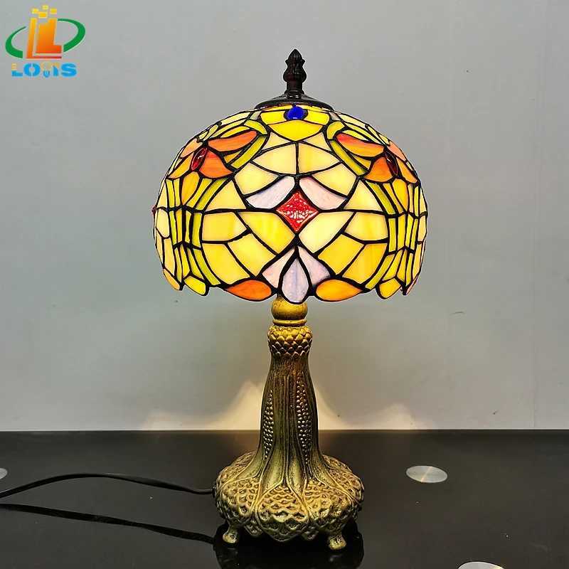 8 Inch European And American Round Arc Small Table Lamp Tiffany Style Glazed Dining Room Light Fixture Bedside Bar Lighting M251114
