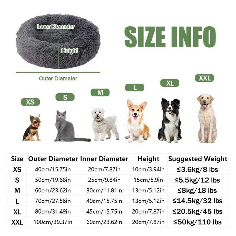 50-100cm calm donut bed for dogs and cats super soft plush pet cat bed cute fluffy round pet bed anti slip and washable X250412