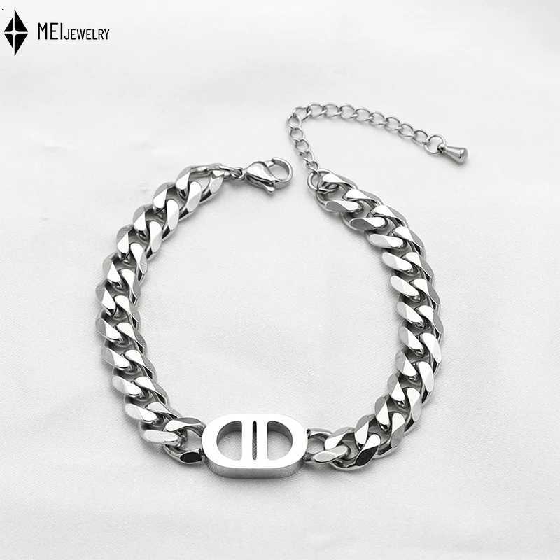 Hip Hop TrenDY StainlESS Steel Cuban Chain Personality Double D Necklace Earrings Jewelry Set Does Not Fade K251114