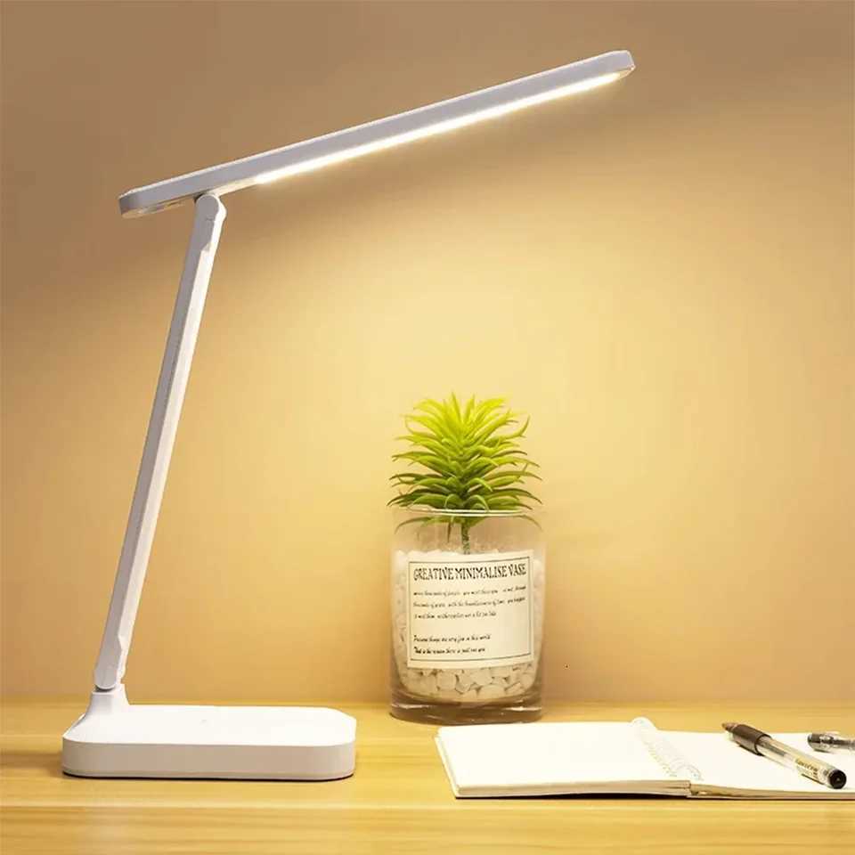 LED Foldable Desk Lamp with 3 Stepless Dimming Touch Controls Eye-Care Reading Light Adjustable Bedside Night Light M251114