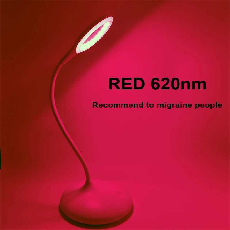 620nm Red Cordless Table Lamp with Standing Dimmable 3 Brightness Levels White Desk Led Light No Blue Reading Migraine Relieve M251114