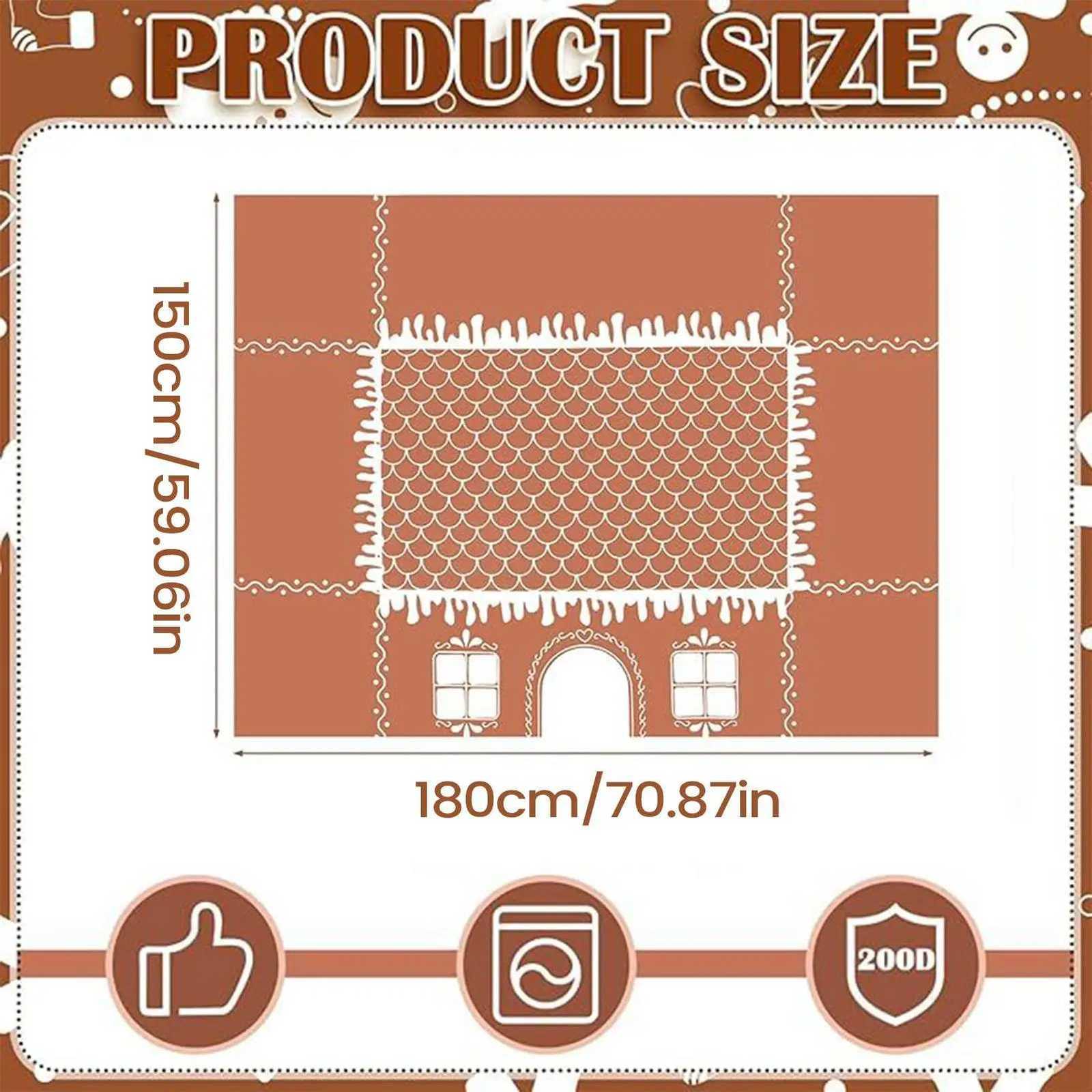 Christmas Tablecloth Christmas Gingerbread House Tablecloth Open Tent With Festive Village Playhouse Design For Gingerbread Party Decor Y251113