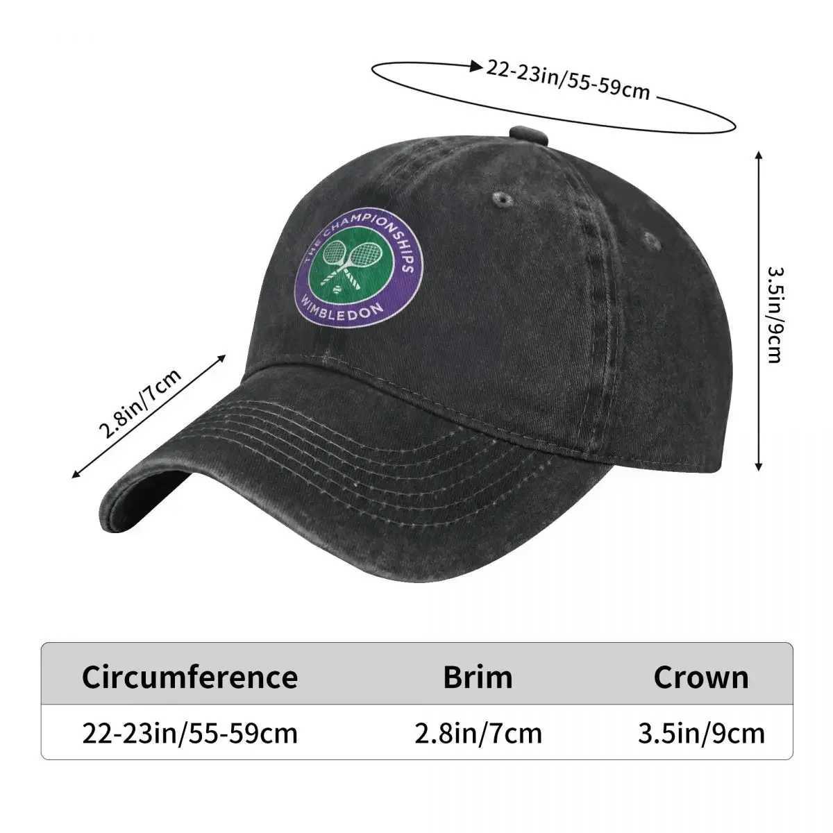 Wimbledon tennis game unisex baseball cap badge mindfulness obstacle washing hat retro outdoor running adjustable sun hat W250414