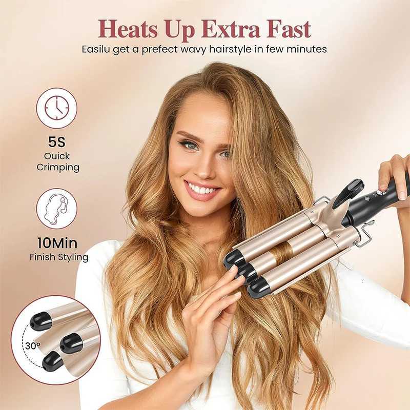 Hair Styling Tools Tourmaline Ceramic Glaze Crimper Hair Iron Triple Barrel Waver Hair Curler Three Barrel Curling IronT251114