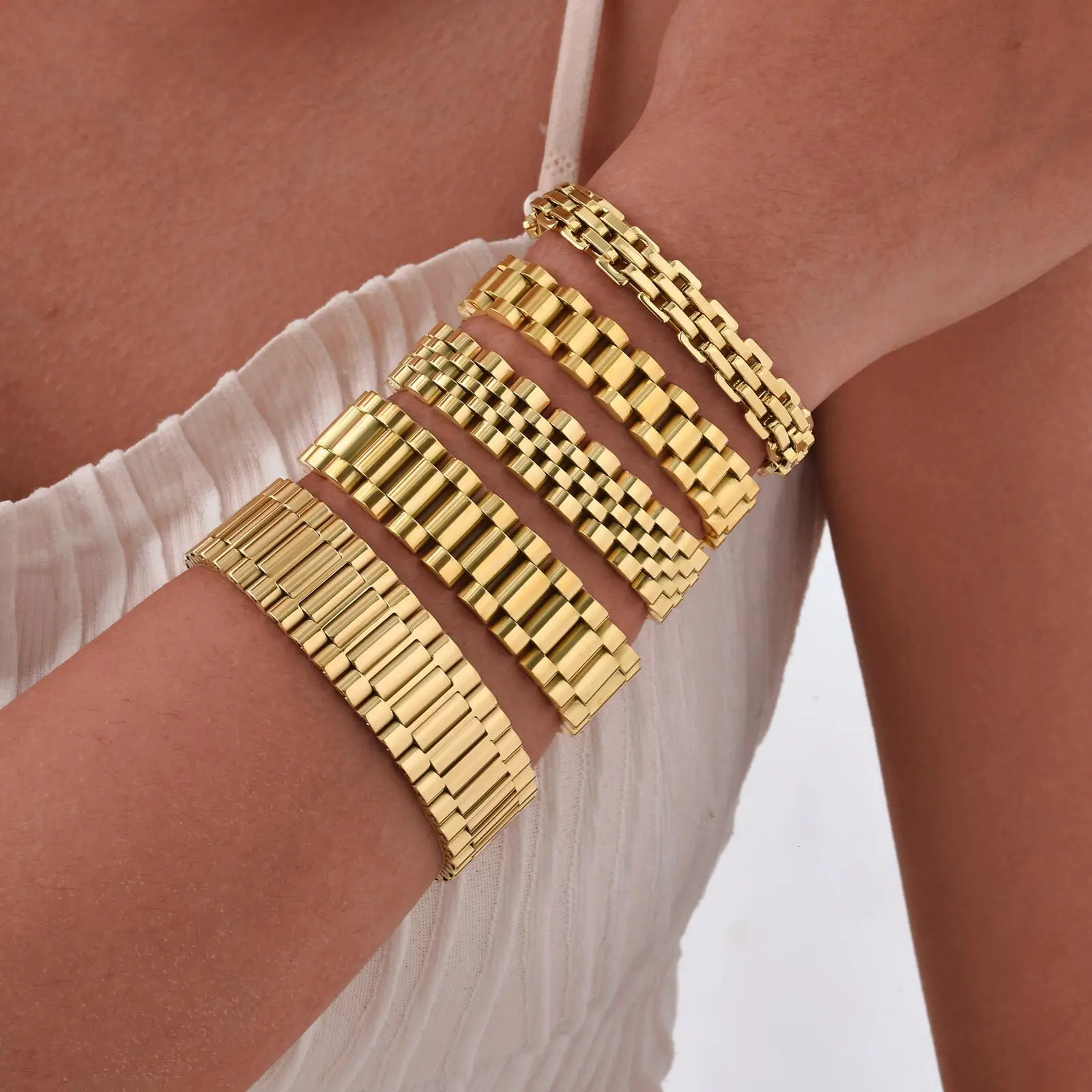 Vnox Stainless Steel Classic Watchband Bracelet For Women MenWatch Straps Width Link Chain BangleUnisex Hand Jewelry 251113 - view 7