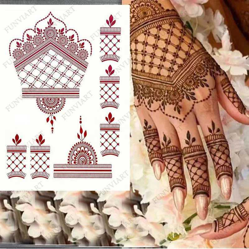 Waterproof Nail Art Tattoo Brown Nail Art Sticker Handmade Fake Tattoo Female Body Art Temporary Nail Art Design Mehndi StickersXJ25414