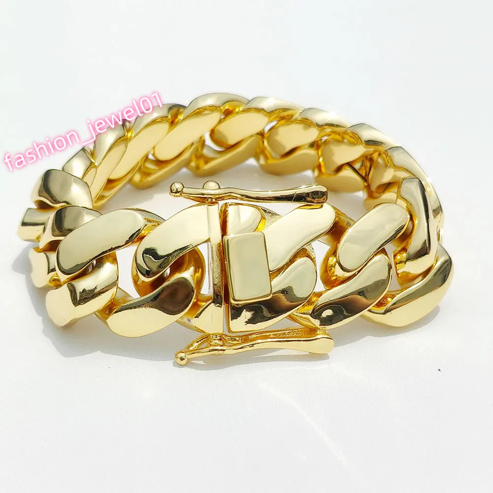 22mm Wide Hip Hop Copper Bling Silver/Gold Plated Cuban Link Chain Round Heavy Miami Chunky Necklaces for Men Jewelry