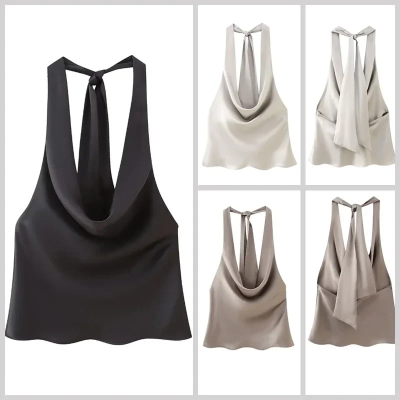 2023 American style elegant womens tank top with ribbon details European and fashion trend 250414Z