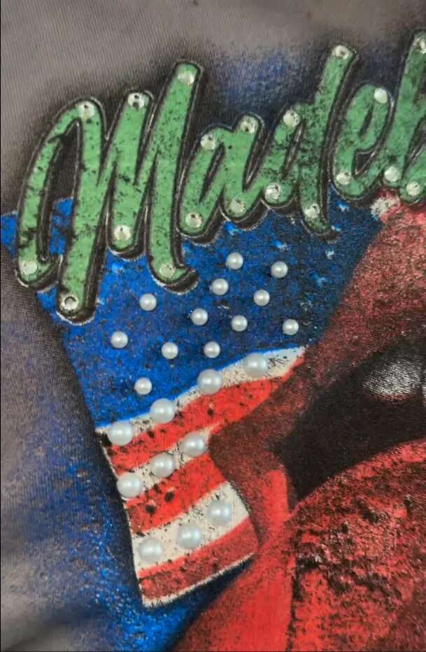 America Vintage Rhie Embroidery Pearls Trim Zipper Hoodie Y2k Gothic Pattern Print Loose Sweatshirt Men Clother Streetwear