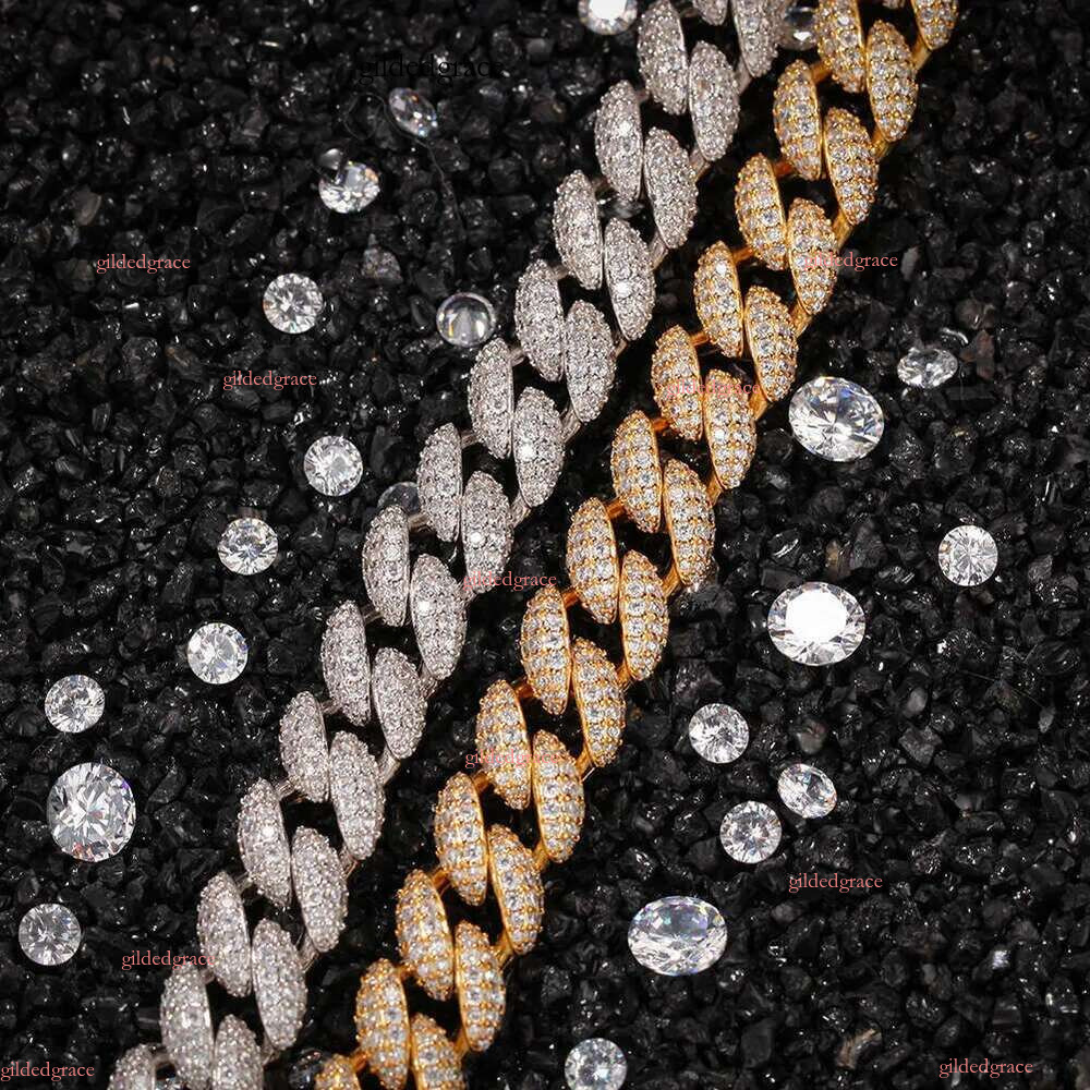 designer cuban k chain necklace for men women plated gold sier wide 12mm 15mm moissanite dia hip hop mens jewelry personalize choker good Necklace
