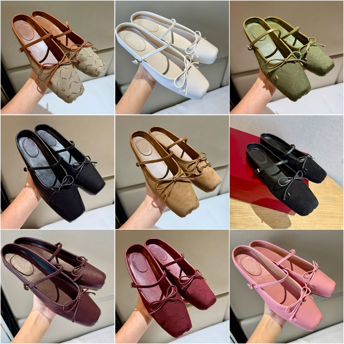 Designer slippers flats mules womens designer ballet flats shoes squared toes ballerina flats shoes bow mary jane shoes fall winter 25ss new designer slides sliders