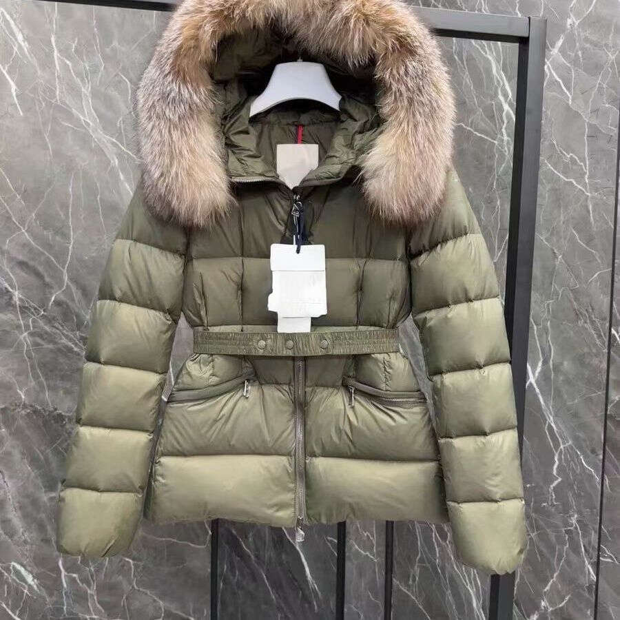 Complete Winter Jacket Fox Duck Down Fur Collar Waist-Cinching Thick Slim-Fit Short Coat Slimming New B2