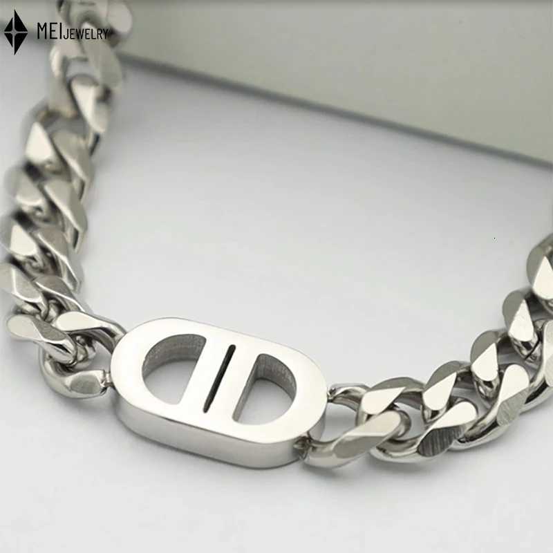 Hip Hop TrenDY StainlESS Steel Cuban Chain Personality Double D Necklace Earrings Jewelry Set Does Not Fade K251114